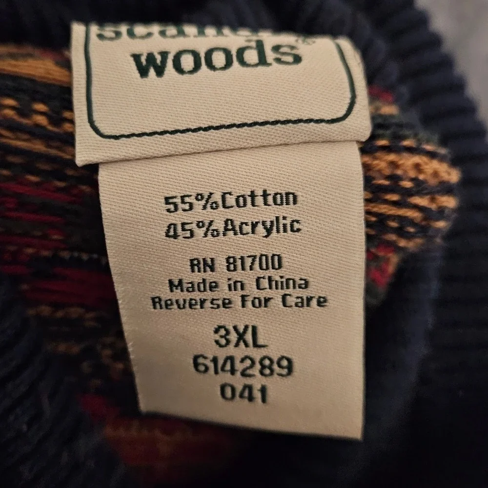 Scandia Woods Sweater Mens 3XL Fair Isle Mock Neck Cotton Blend